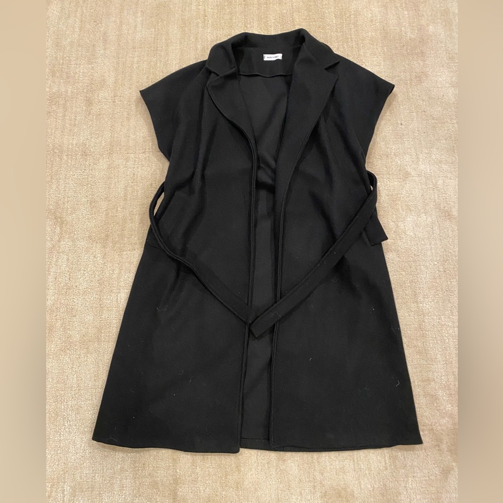 Pronto Moda Black Sleeveless Vest Coat - Made in Italy